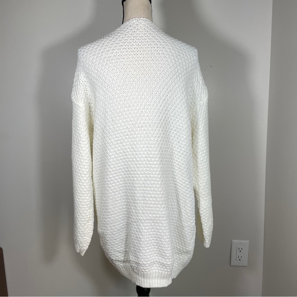 Grecerelle Ivory White Cable Knit Open Front Long Sleeve Cardigan Sweater XL - Picture 8 of 11